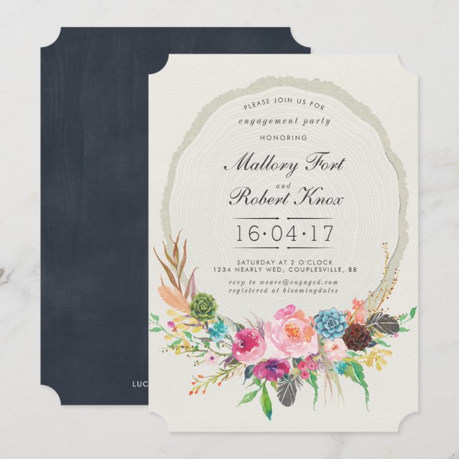 Woodland Tree Ring Engagement Invitation (Front/Back)