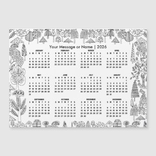 Woodland Trees 2026 Calendar Personalised Magnet
