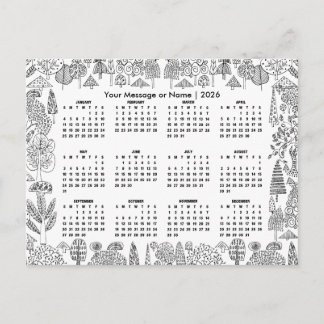 Woodland Trees 2026 Calendar Personalised Postcard