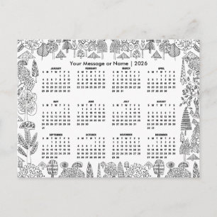 Woodland Trees 2026 Calendar Personalized Postcard
