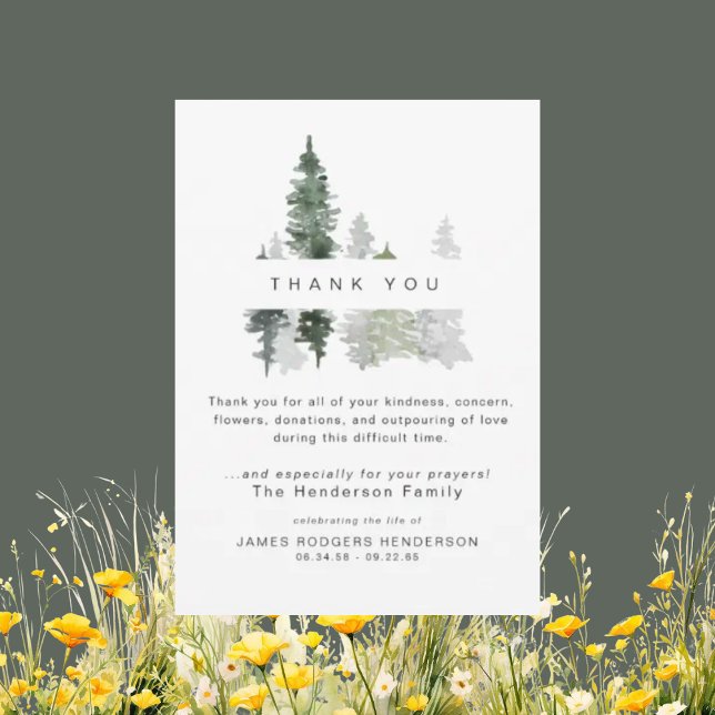 Woodland Trees Bereavement Funeral Thank You Card (Creator Uploaded)