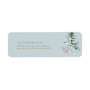  Woodland Trees Deer Sea Glass Return Address Label