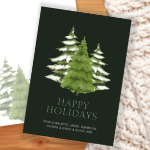Woodland Trees Themed Christmas Personalised Holiday Card