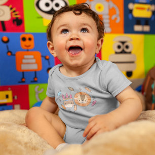 Woodland Tribal Native Americans Seamless Pattern Baby Bodysuit