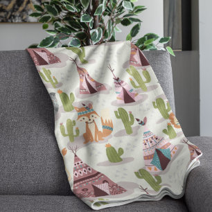 Woodland Tribal Native Americans Seamless Pattern Sherpa Blanket