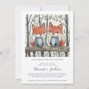 Woodland Twins Baby Shower Invitation