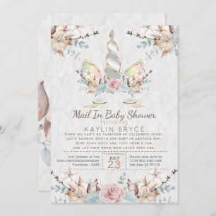 Woodland Unicorn Virtual Baby Shower Kaylin2 Invitation