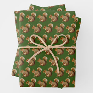 Woodland Vibes Squirrel Wrapping Paper Sheet