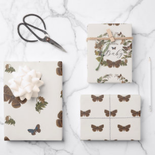 Woodland Vintage Botanical Baby Shower Wrapping Paper Sheet