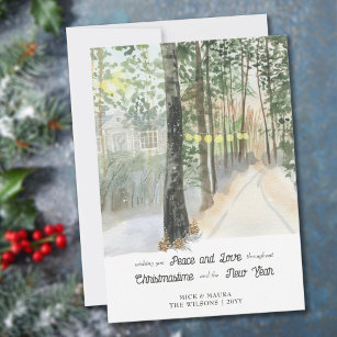 Woodland Walk Peace and Love Rustic Country Holiday Card