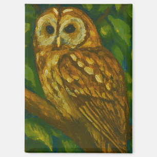 Woodland Watcher – Realistic Owl Art Magnet
