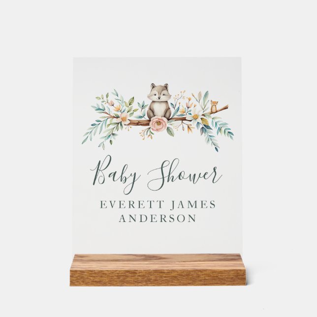 Woodland Watercolor Animals Acrylic Sign (Front)