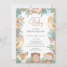 Woodland Watercolor Animals Baby Shower