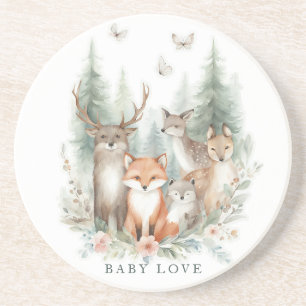 Woodland Watercolor Animals Coaster