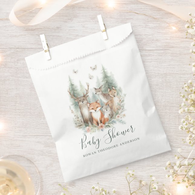 Woodland Watercolor Animals Favour Bag (Clipped)