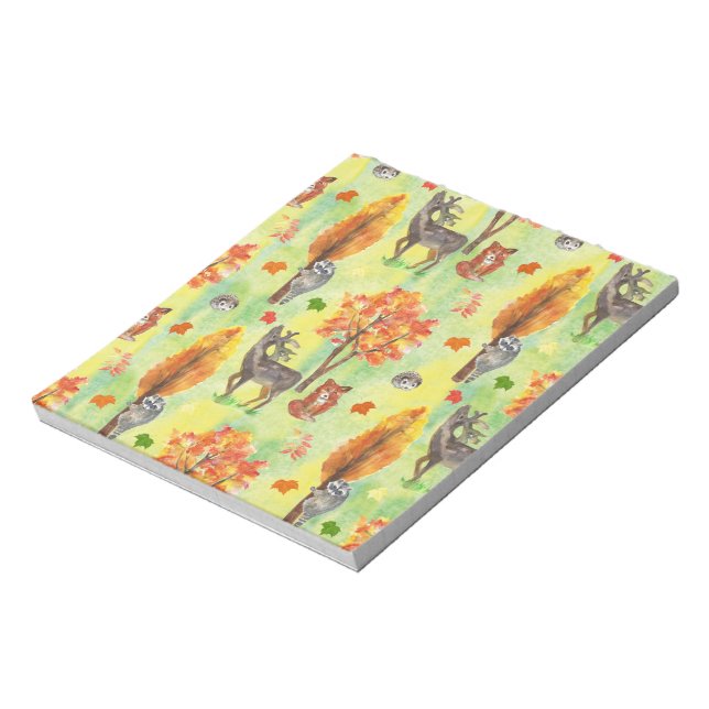 Woodland Watercolor animals Notepad (Rotated)