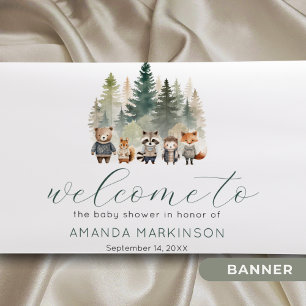 Woodland Watercolor Baby Shower Welcome Banner