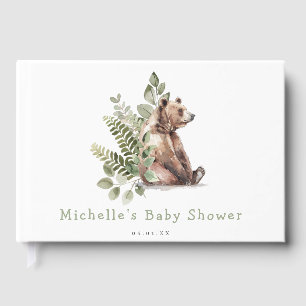 Woodland Watercolor Bear Baby Shower Guest Book