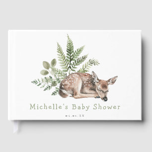 Woodland Watercolor Deer Baby Shower Guest Book