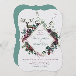 Woodland Watercolor Forest Wedding invitations