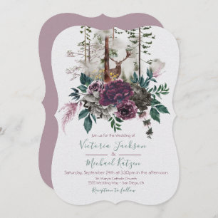 Woodland Watercolor Forest Wedding invitations
