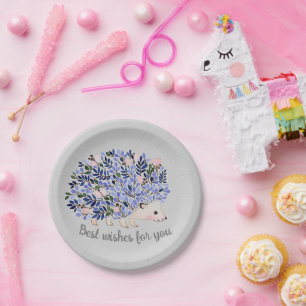 Woodland Watercolor Hedgehog Paper Plate