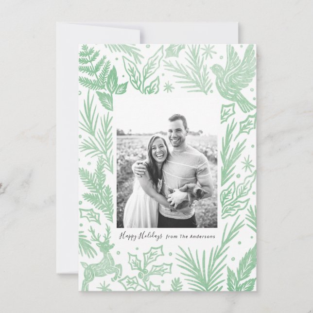 Woodland Watercolor Holiday Card (Front)