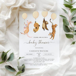 Woodland Watercolor Kangaroo Baby Shower Invitation