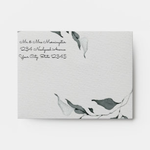 Woodland Watercolor Sage Green Leaves Envelope