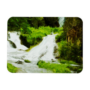 Woodland Waterfall in Summer Abstract Magnet