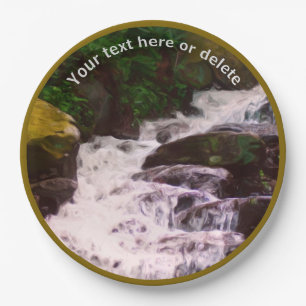 Woodland Waterfall Nature Art Personalized Party   Paper Plate