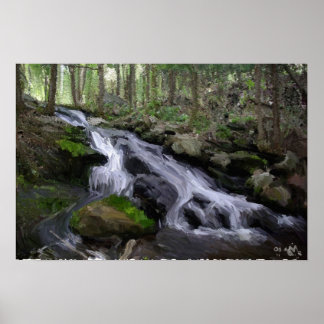 Woodland Waterfall Poster