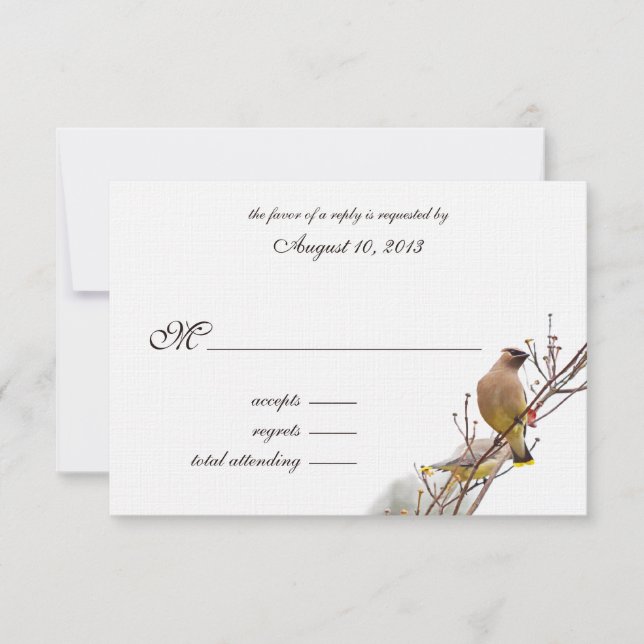 Woodland Waxwing Wedding RSVP (Front)