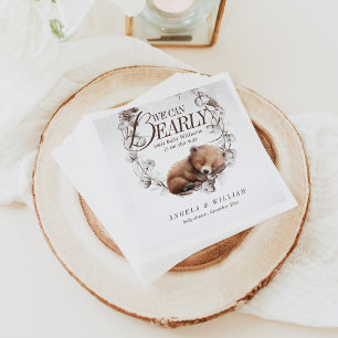 Woodland We Can Bearly Wait Winter Baby Shower Napkin