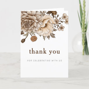 Woodland Wedding Card, Rustic brown Thank You Card