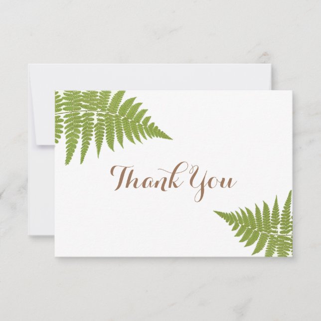 Woodland Wedding Fern Flat Thank You Card (Front)