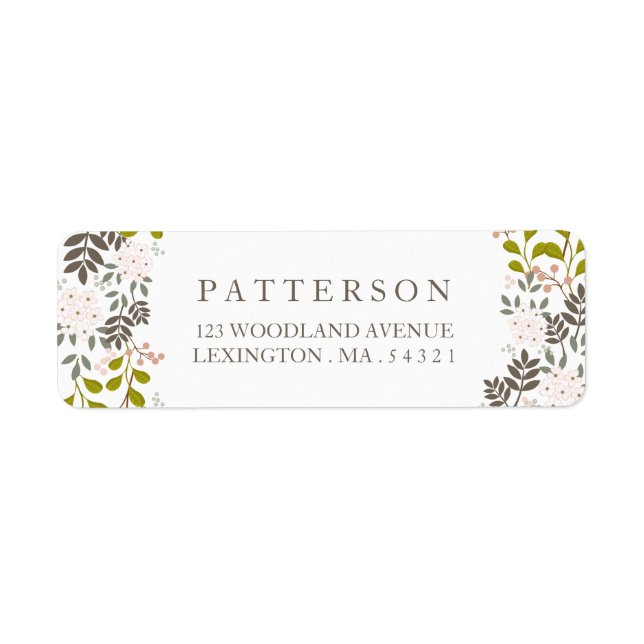 Woodland Wedding Floral Return Address Label (Front)