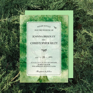 Woodland Wedding Invitation Watercolor Oak Tree