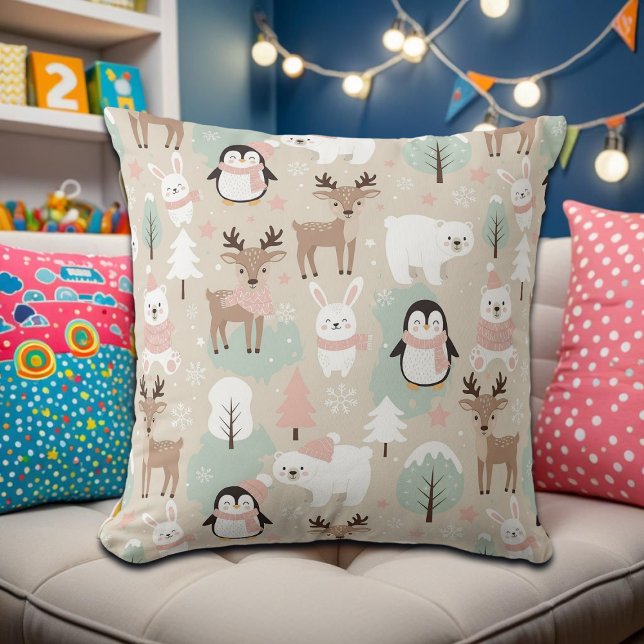 Woodland Whimsical Forest Animals Winter Cushion (Creator Uploaded)