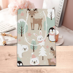 Woodland Whimsical Forest Animals Winter Medium Gift Bag