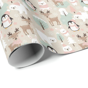 Woodland Whimsical Forest Animals Winter Wrapping Paper