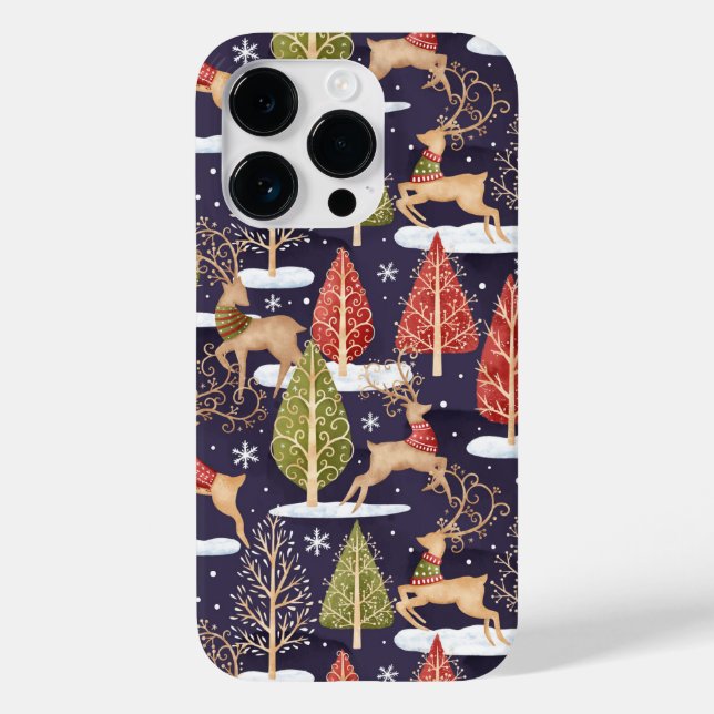 Woodland Whimsical Reindeers Winter Case-Mate iPhone Case (Back)