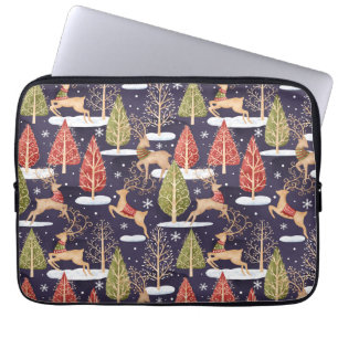 Woodland Whimsical Reindeers Winter Laptop Sleeve