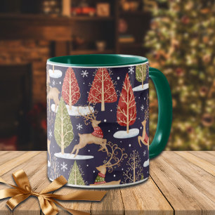 Woodland Whimsical Reindeers Winter Mug