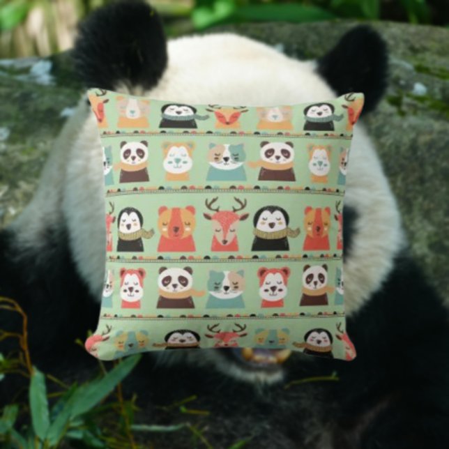 Woodland Whimsy Buddies Throw Pillow (Creator Uploaded)