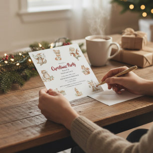 Woodland Whimsy Christmas Party Invitation