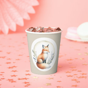 Woodland Whisper- Fox Illustration Paper Cups