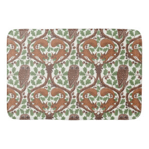 Woodland Whispers/Owls and Squirrels in the Oak/mo Bath Mat