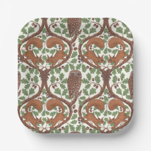 Woodland Whispers/Owls and Squirrels in the Oak/mo Paper Plate