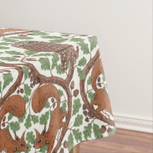 Woodland Whispers/Owls and Squirrels in the Oak/mo Tablecloth